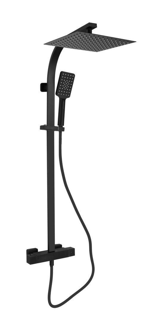Vasto cool touch anti lime scale thermostatic shower mixer system - matt black (SH7082)