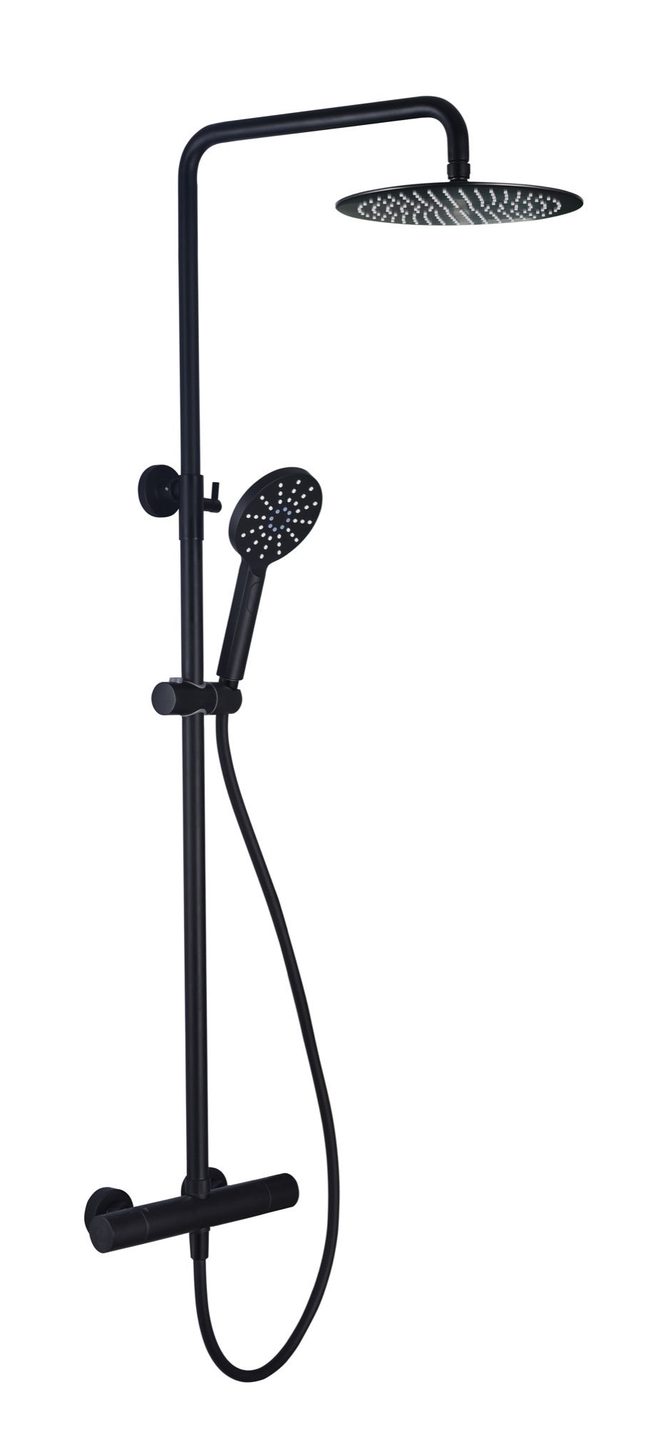 Vasto cool touch thermostatic shower mixer system - matt black (SH7084)