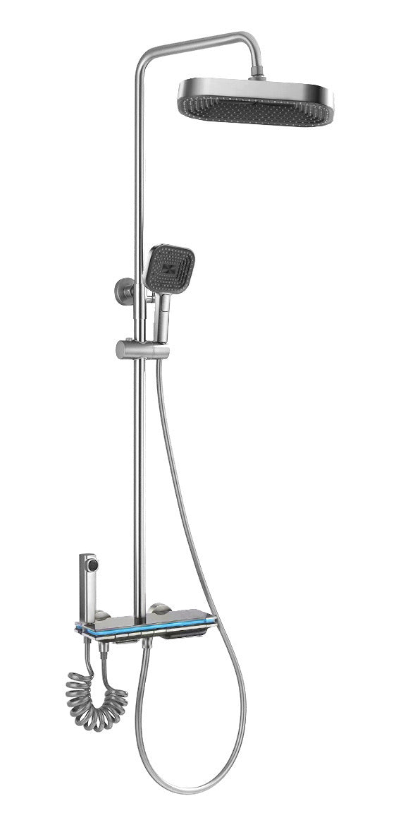 Vasto piano key control panel - 4 way water outlets thermostatic shower mixer - chrome (SH7086)