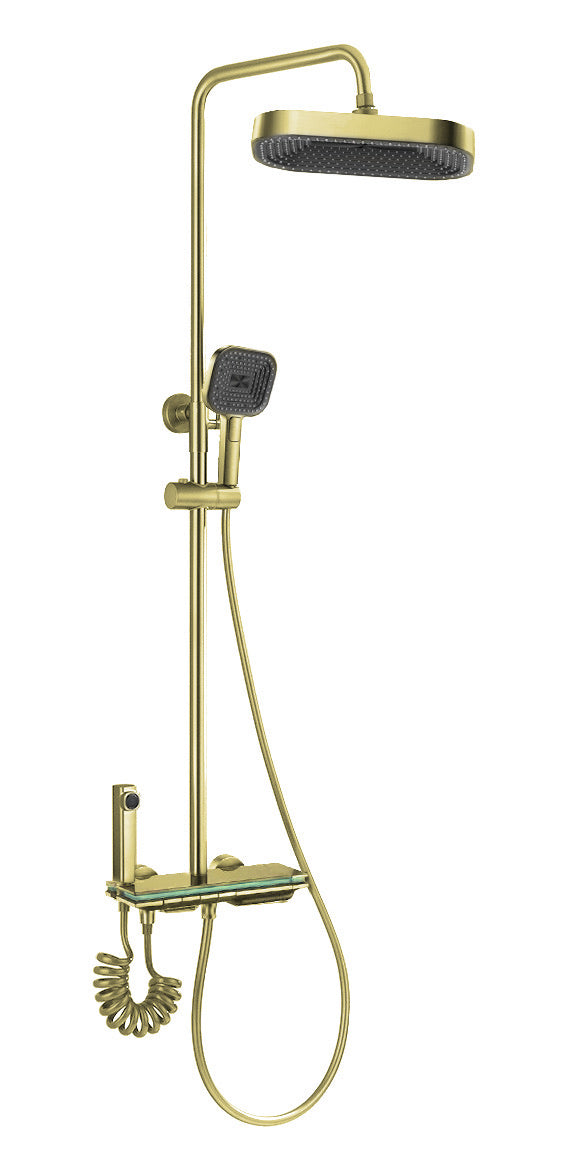Vasto piano key control panel - 4 way water outlets thermostatic shower mixer - brushed gold (SH7088)