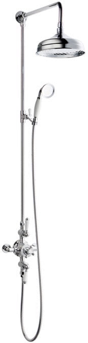 Wenlock dual control wall mounted exposed thermostatic shower mixer system - chrome (SH7091)