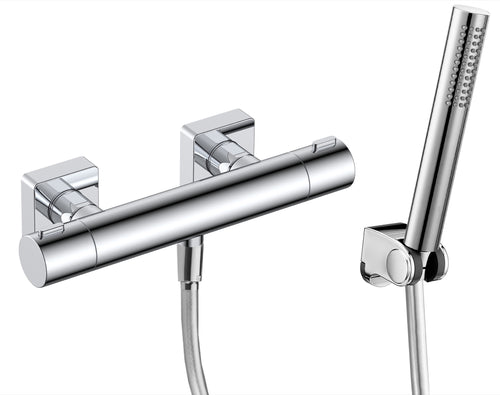 Quantock wall mounted thermostatic shower mixer - chrome (SH7093)