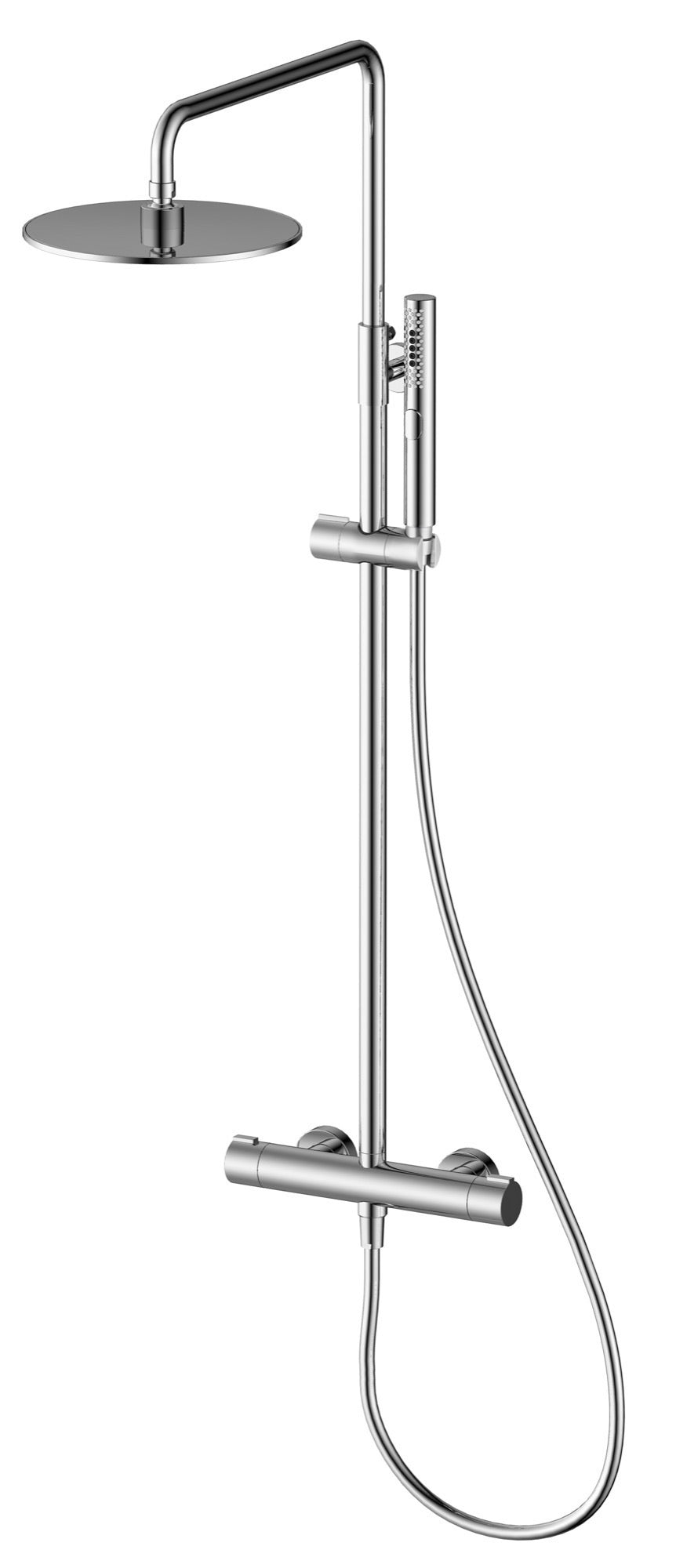 Quantock cool touch thermostatic shower mixer with riser rail - chrome (SH7094)