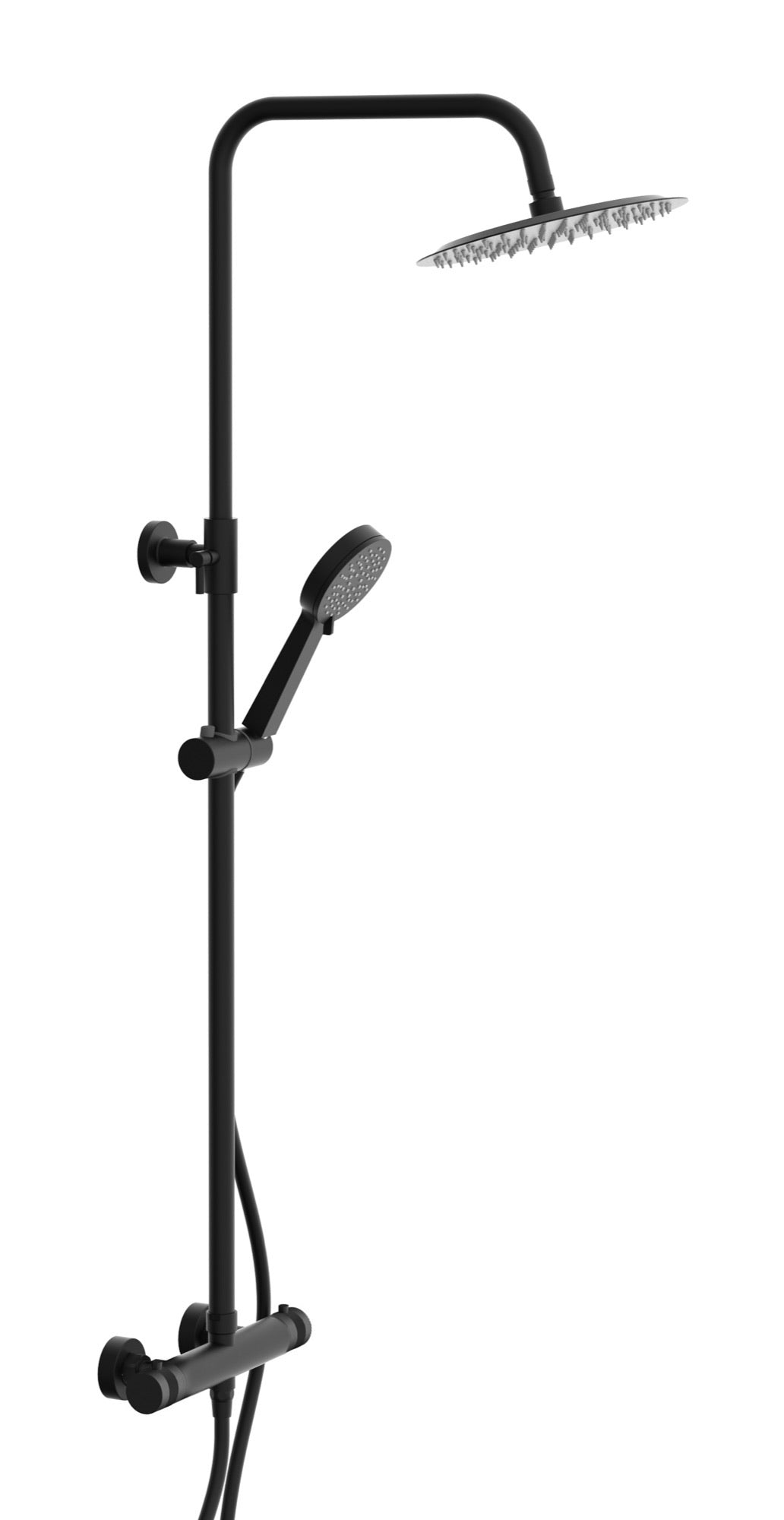Kelso Thermostatic Shower Mixer With Riser Rail Kit - Matt Black (SH8030)