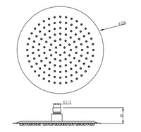 Shelton Ultra slim shower head - Chrome dimensions diagram