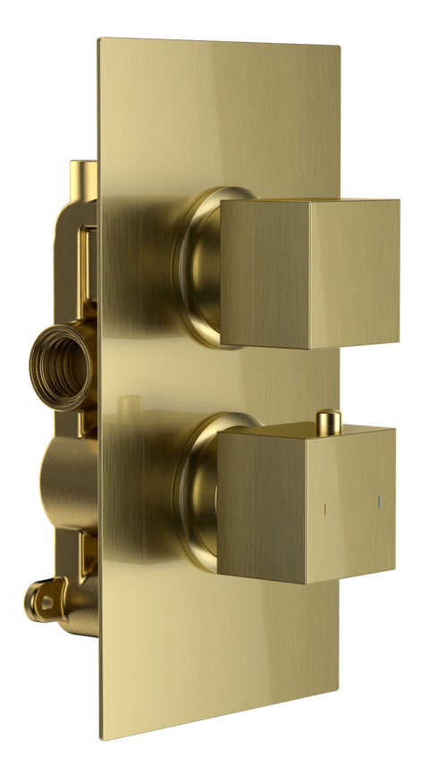 Brancaster Thermo Conc Shower Valve SQ 2 - Brushed Brass (SH8070)