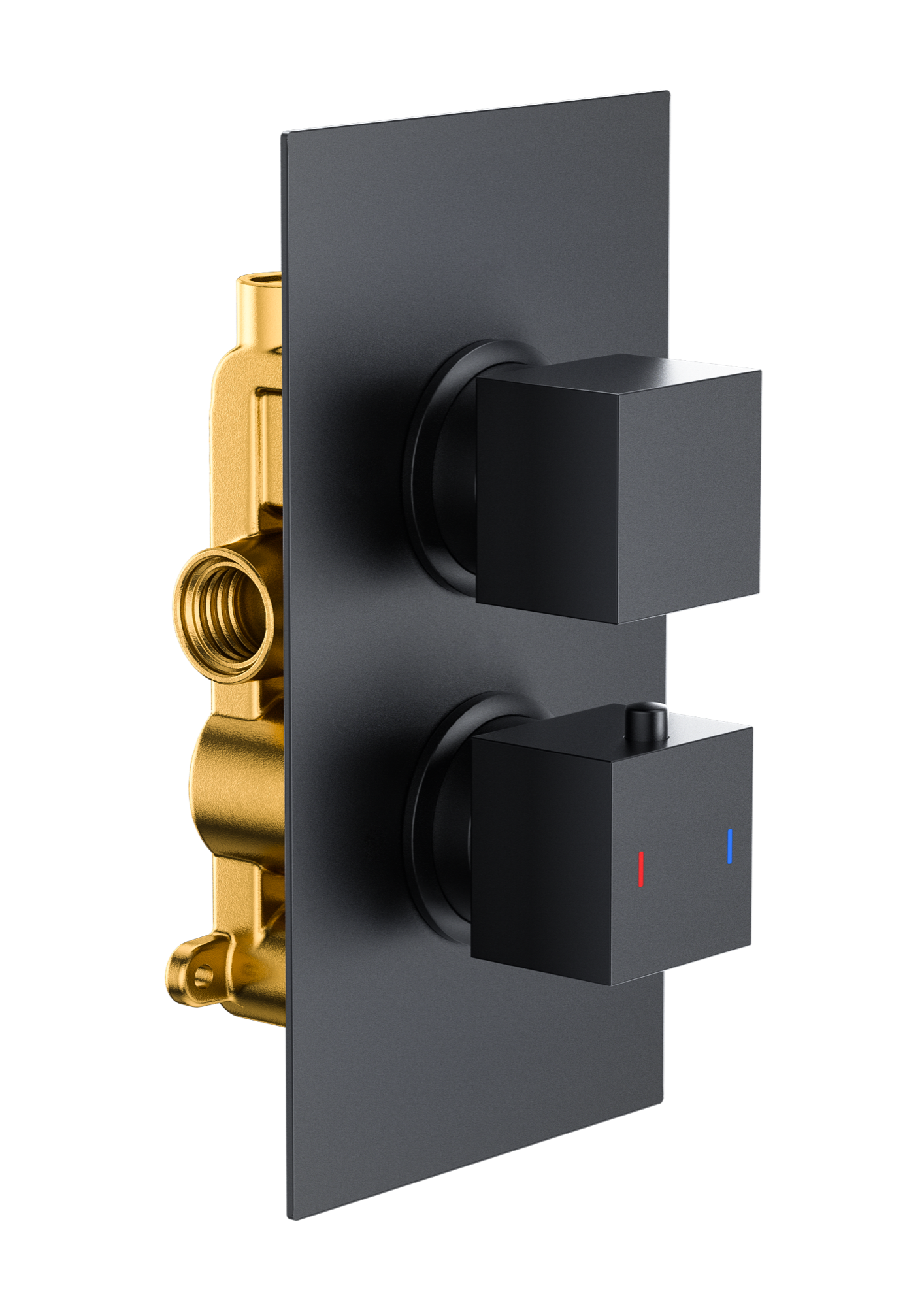 Brancaster Thermo Conc Shower Valve SQ 2 - Matt Black (SH8071)
