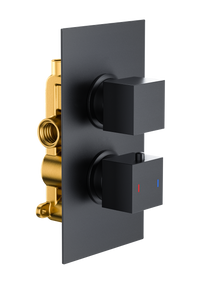 Brancaster Thermo Conc Shower Valve SQ 2 - Matt Black (SH8071)