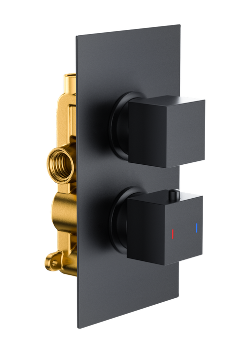 Brancaster Thermo Conc Shower Valve SQ 2 - Matt Black (SH8071)