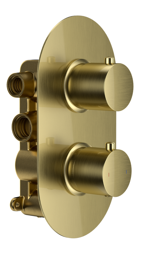 Brancaster Thermo Conc Shower Valve RD 2 - Brushed Brass (SH8074)