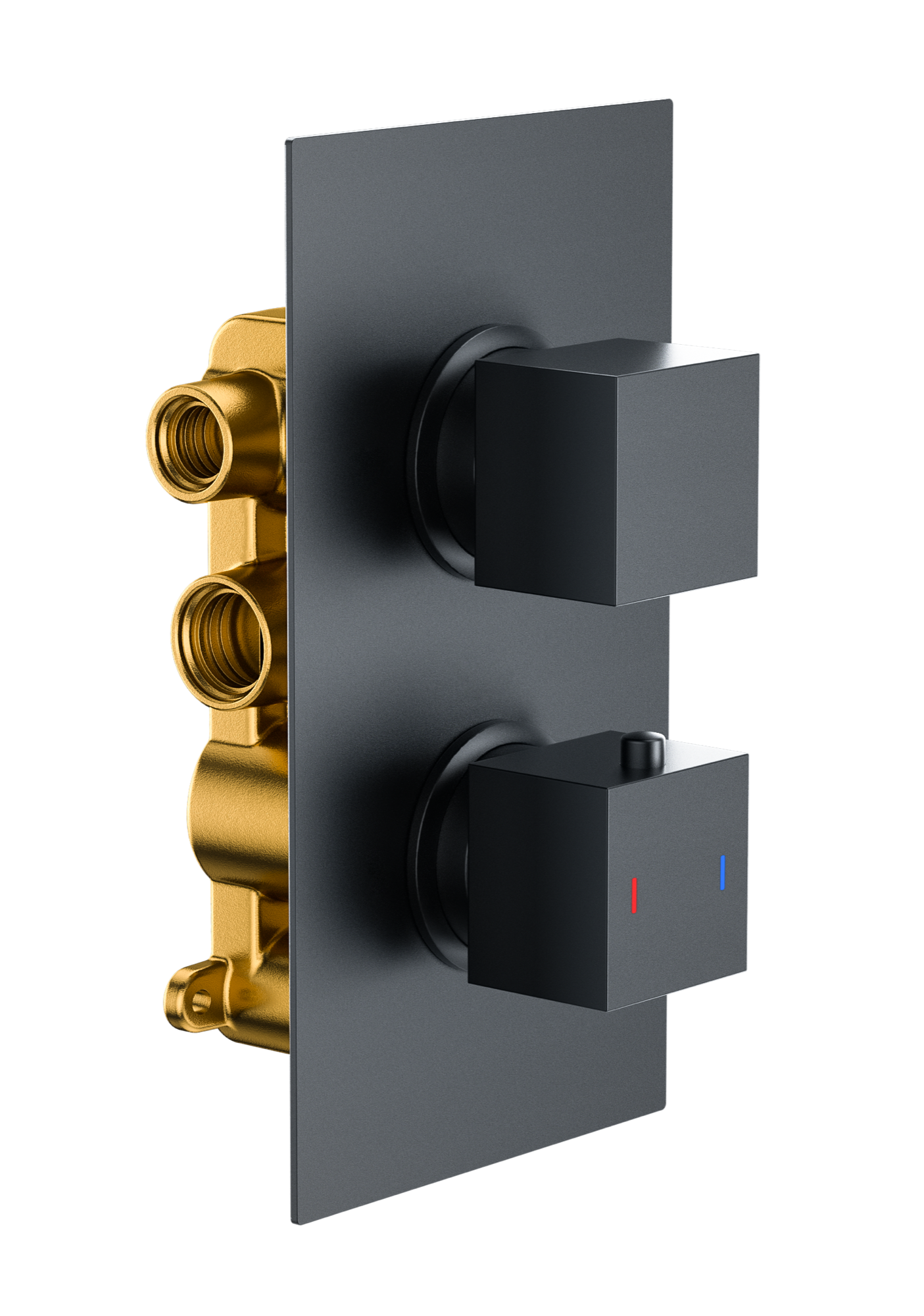 Brancaster Thermo Conc Shower Valve SQ 2 - Matt Black (SH8076)