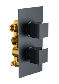 Brancaster Thermo Conc Shower Valve SQ 2 - Matt Black (SH8076)