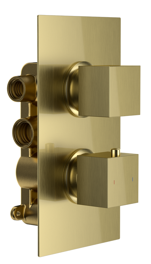 Brancaster Thermo Conc Shower Valve SQ 2 - Brushed Brass (SH8078)