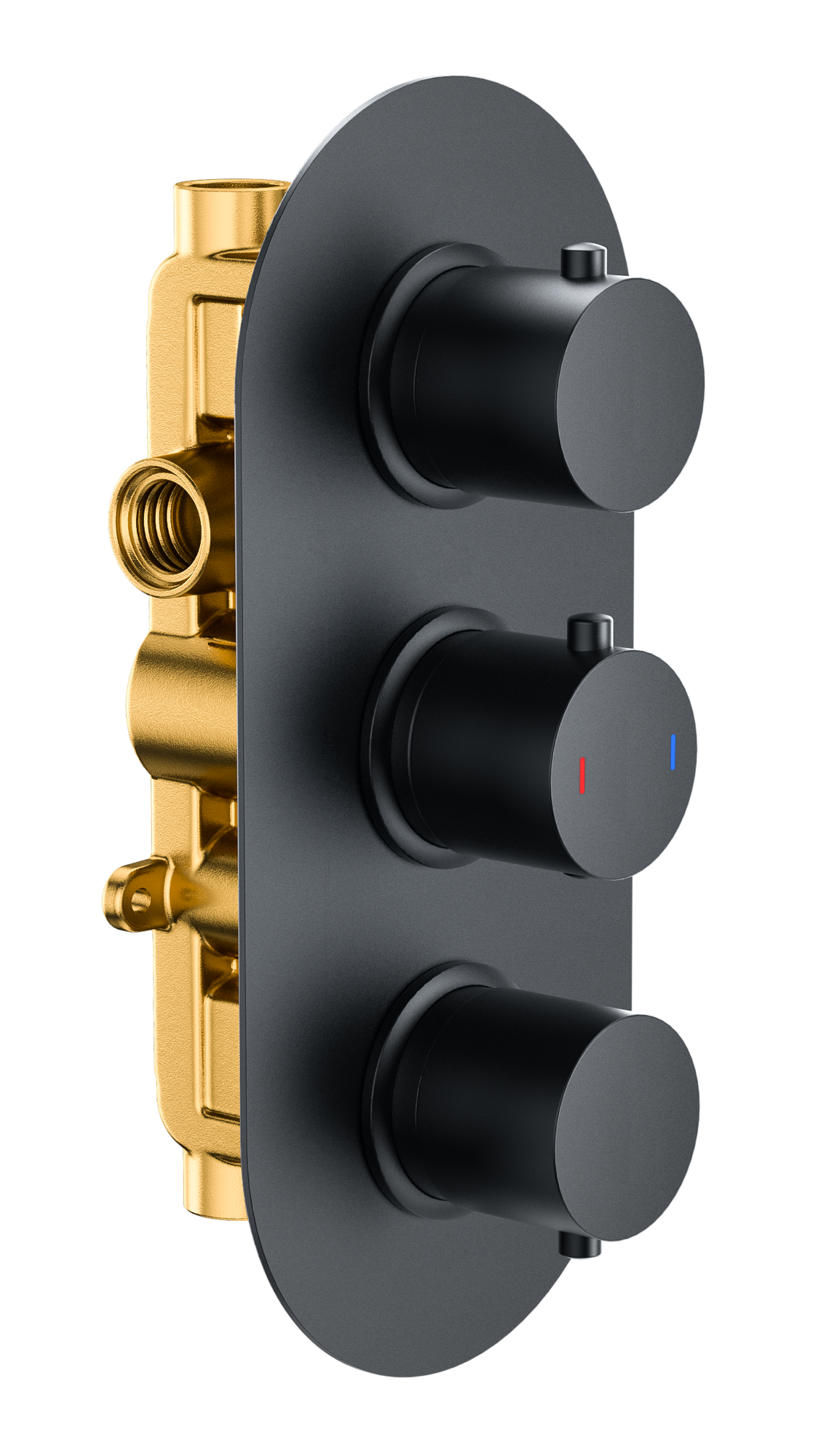 Brancaster Brushed Gold Two outlet concealed thermostatic mixer valve - Matt Black (SH8080)