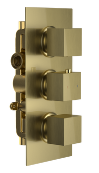 Brancaster Thermo Conc Shower Valve SQ 3 - Brushed Brass (SH8085)