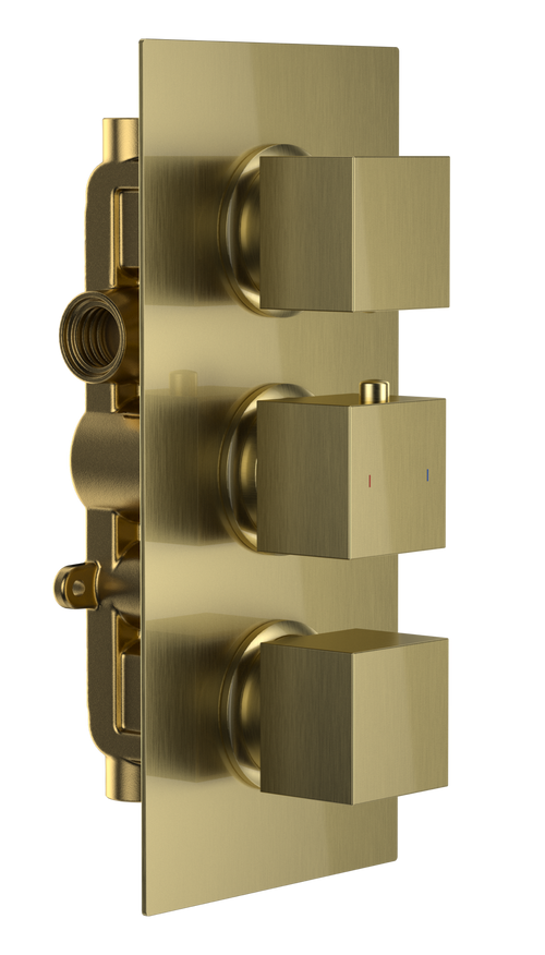 Brancaster Thermo Conc Shower Valve SQ 3 - Brushed Brass (SH8085)
