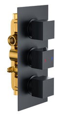 Brancaster Thermo Conc Shower Valve SQ 3 - Matt Black (SH8086)