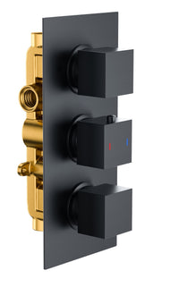Brancaster Thermo Conc Shower Valve SQ 3 - Matt Black (SH8086)