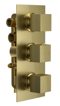 Brancaster Thermo Conc Shower Valve SQ 3 - Brushed Brass (SH8092)
