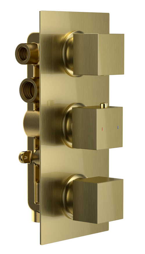 Brancaster Thermo Conc Shower Valve SQ 3 - Brushed Brass (SH8092)
