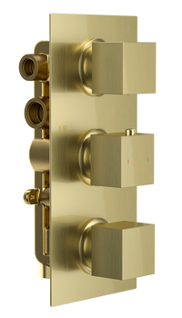 Brancaster Thermo Conc Shower Valve SQ 3 - Brushed Gold (SH8093)
