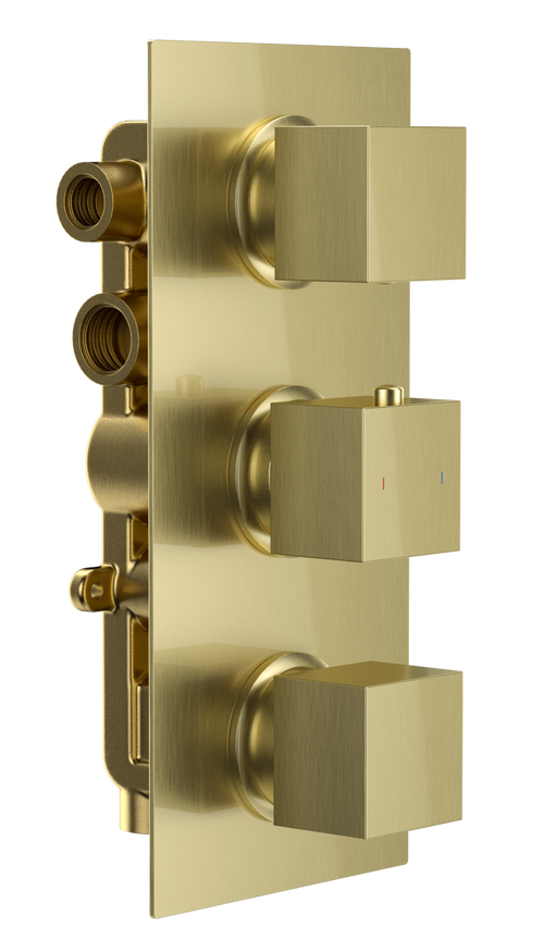 Brancaster Thermo Conc Shower Valve SQ 3 - Brushed Gold (SH8093)