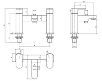Danbury Bath shower mixer - Chrome dimensions diagram