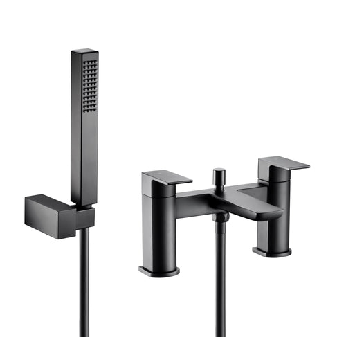 Harwich Deck Mounted Bath Shower Mixer - Matt Black (SH8112)