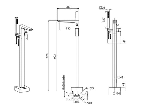 Harwich Freestanding Bath Shower Mixer (Inc. Shower Kit) - Chrome (SH8114)