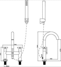 Ibstock Deck Mounted Bath Shower Mixer - Chrome dimensions diagram