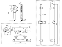 Kirtling Thermostatic Shower Mixer With Slide Rail Kit - Chrome dimensions diagram
