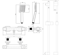 Malton Thermostatic Shower Mixer - Chrome dimensions diagram