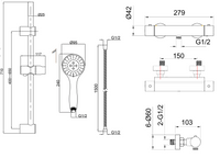 Malton Thermostatic Shower Mixer Valve - Chrome dimensions diagram