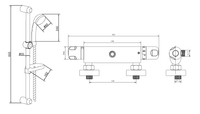 Malton Thermostatic Shower Mixer - Bronze dimensions diagram
