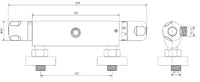 Malton Thermostatic Shower Mixer Valve - Chrome dimensions diagram