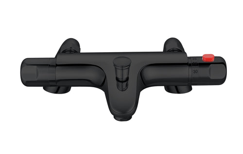 Malton Deck Mounted Thermostatic Bath Shower Mixer - Matt Black (SH8143)