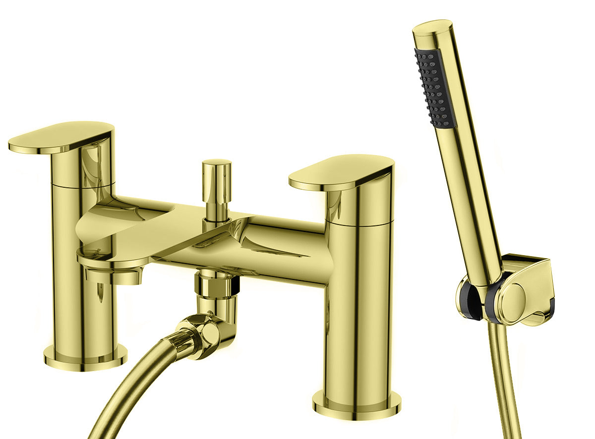 Purbeck Deck Mounted Bath Shower Mixer - Brushed Brass (SH8155)