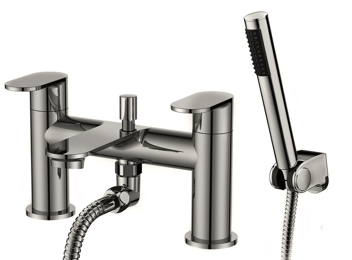 Purbeck Deck Mounted Bath Shower Mixer - Brushed Nickel (SH8156)
