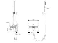Ugley Deck mounted bath shower mixer - Matt Black dimensions diagram