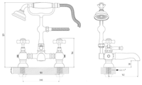 Wingfield Bath Shower Mixer - Chrome dimensions diagram