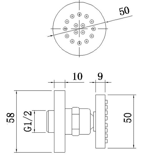 Round Body Jet - Chrome dimensions diagram