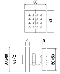 Square Body Jet - Chrome dimensions diagram