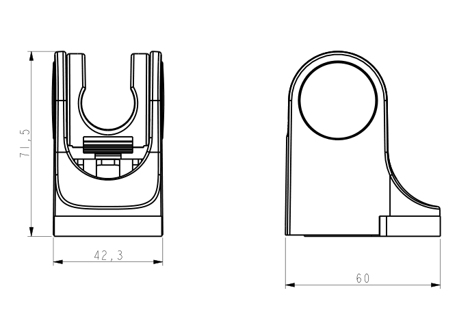 Bath Shower Mixer Handset Holder - Chrome dimensions diagram