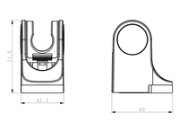 Bath Shower Mixer Handset Holder - Chrome dimensions diagram