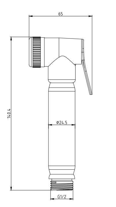 Shattaf Douche Mixer Set - Chrome dimensions diagram