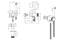 Shattaf Douche Mixer Set - Chrome dimensions diagram