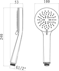 ABS Hand Shower - Matt Black dimensions diagram