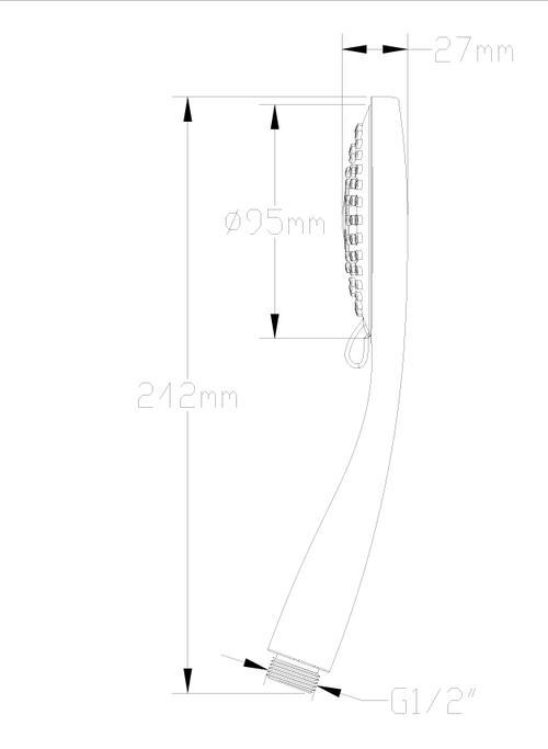 ABS Hand Shower - Chrome dimensions diagram