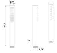 Brass Hand Shower - Brushed Brass dimensions diagram