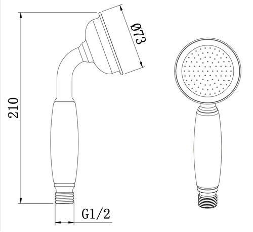 Traditional Hand Shower - Chrome dimensions diagram